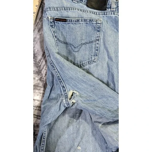 Harley Davidson Jeans Men's 42 X 29 Relaxed Straight Loose Denim Distressed - Picture 12 of 16